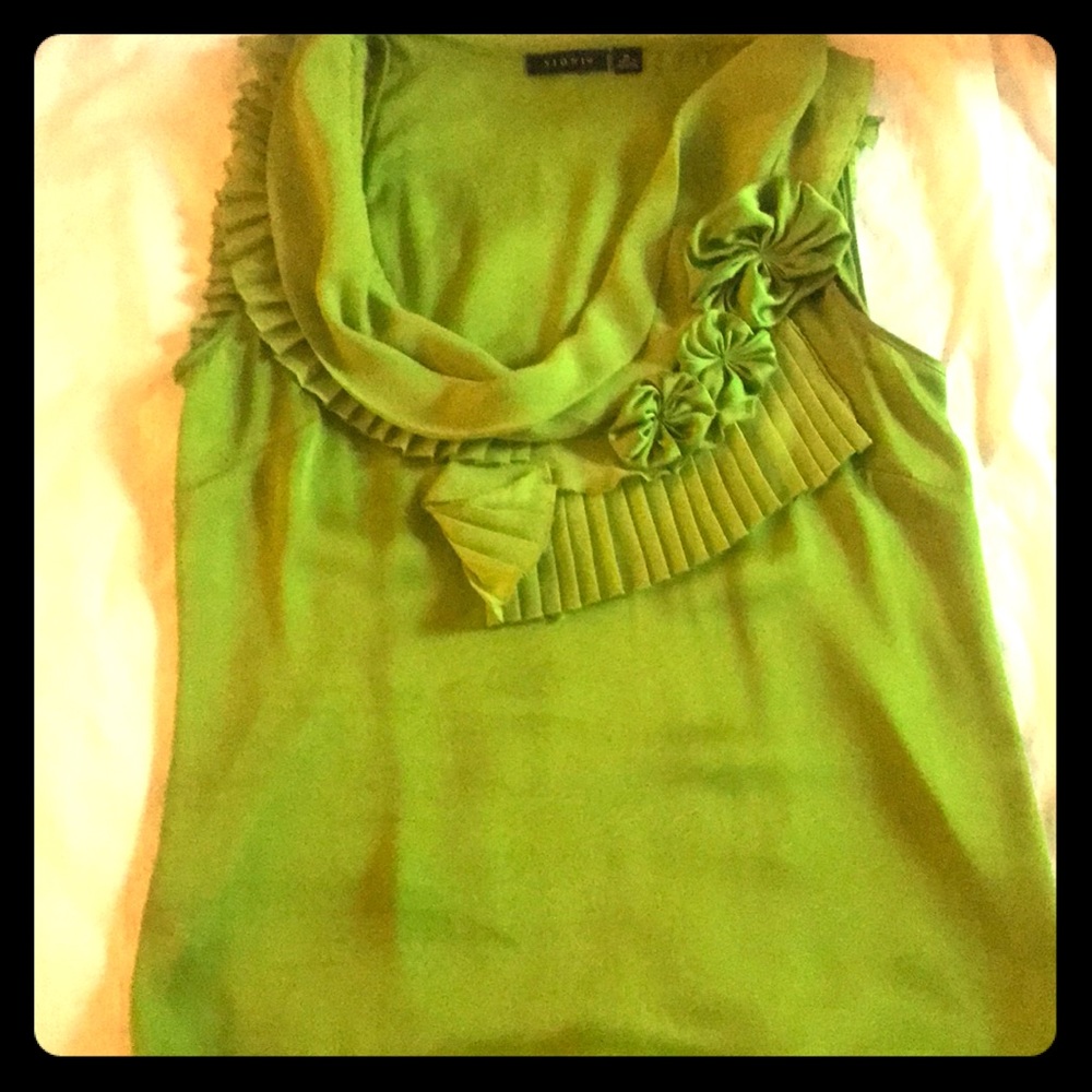 Lime Green Silk Sleeveless Top